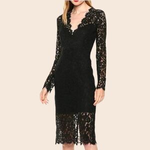 Bardot Midnight Lace Long Sleeve Midi Dress Size 6